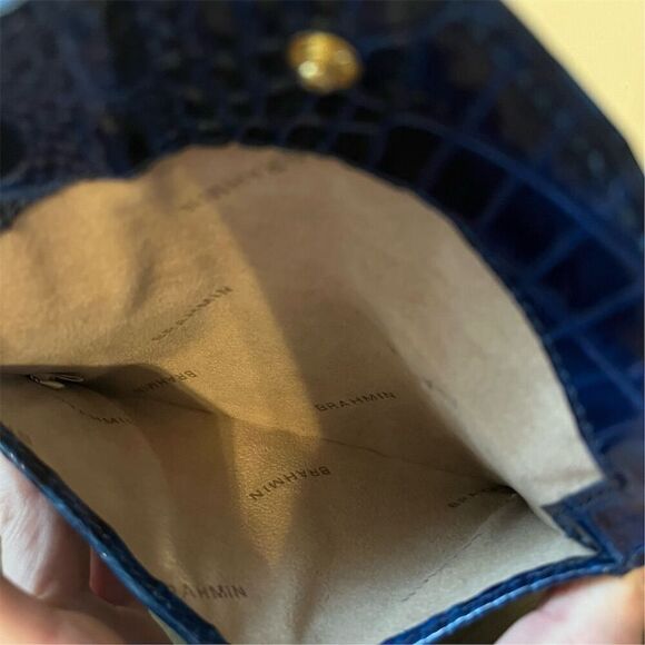Brahmin Mini Envelope Mask Case Sapphire Blue Croc Embossed Leather - Picture 3 of 3